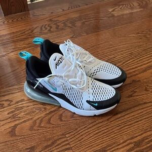 Nike Air Max 270 White and Black with Teal Accents